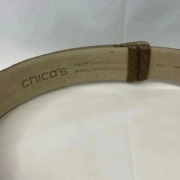 Chico's Adjustable Metal Circles Leather Belt M/L - Picture 4 of 5